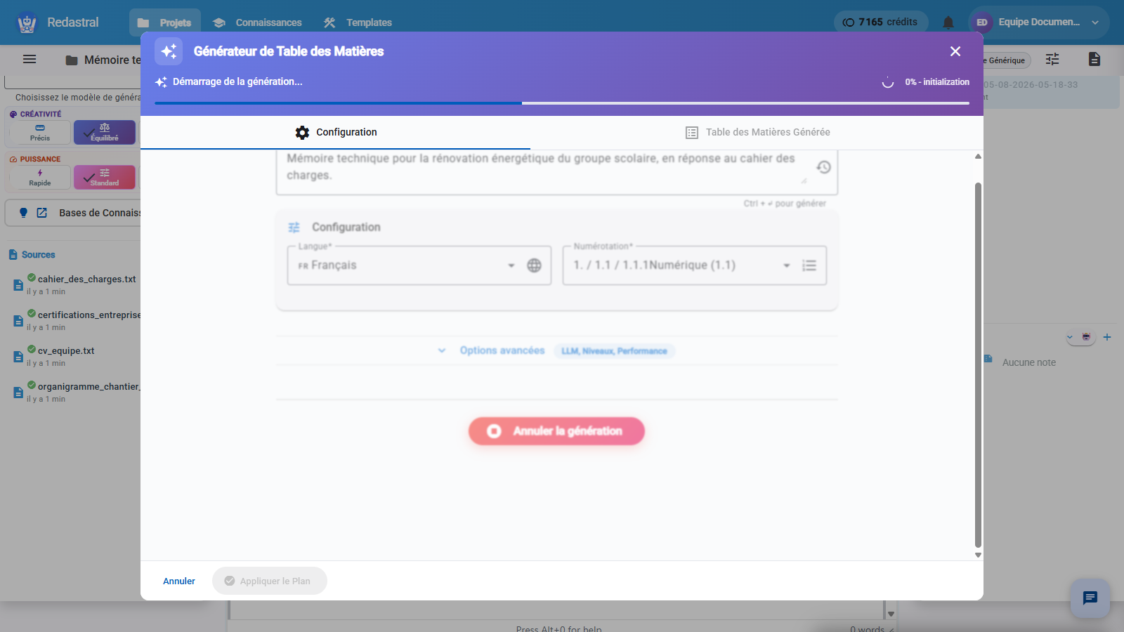 La génération en cours