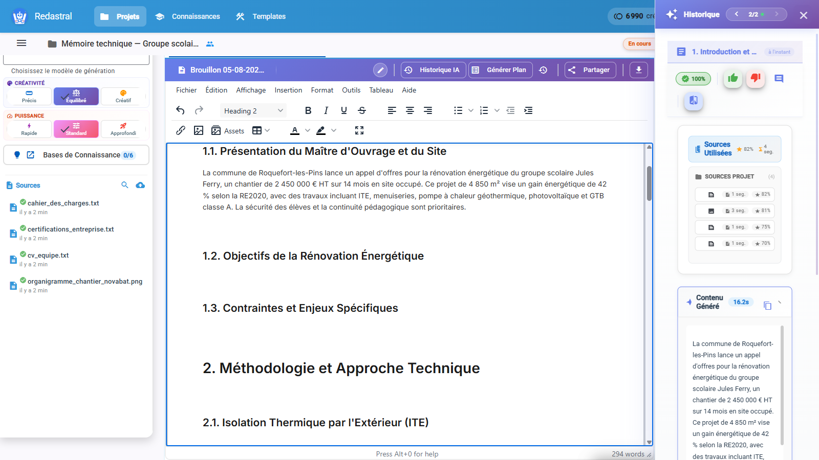La section rédigée